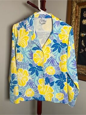VTG Lilly Pulitzer Nassau Silk Long-Sleeve Blouse Floral Pattern Size 2